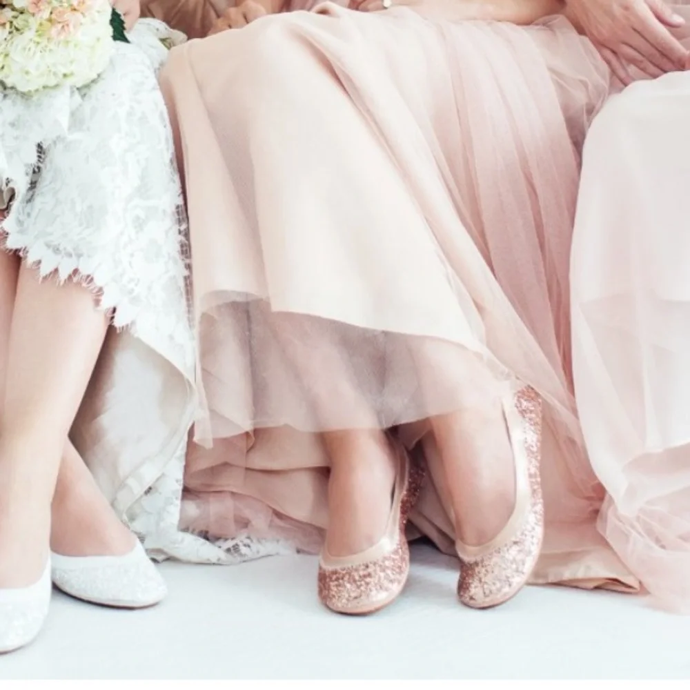 Yosi New York Champagne Gold Chunky Glitter Lexington Ballet Flat Shoes - Picture 6 of 7